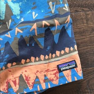 Patagonia Blue and Orange Swim Geometric Shorts